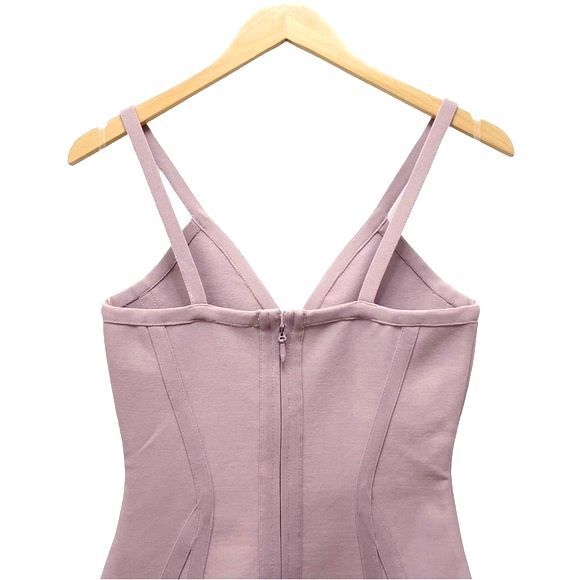 NWT The Girlcode Bandage V Neck Bodycon Midi Dress Lilac Mauve Women’s Size 6 - Picture 4 of 13